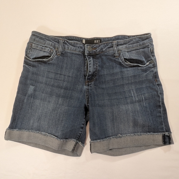 Kut from the Kloth Women's Catherine Midrise Boyfriend Short Blue Denim Size 12 - Picture 1 of 12